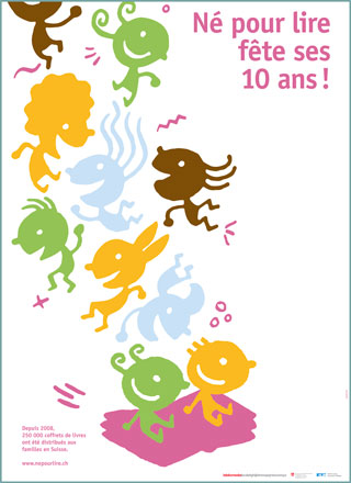 Poster "10 anni Nati per leggere" in francese